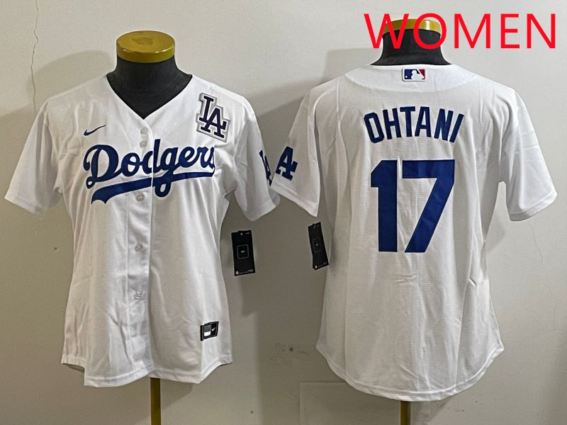 Women Los Angeles Dodgers #17 Ohtani White Game 2025 Nike MLB Jersey style 3185->women mlb jersey->Women Jersey